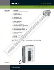 Ver TCM-500DV pdf Especificaciones del producto