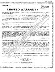 View KDP-51WS655 pdf Warranty Card
