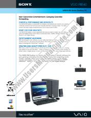 Ver VGC-RB40 pdf Especificaciones de comercialización