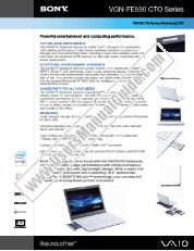 View VGN-FE590 pdf Marketing Specifications (VGN-FE590 CTO series)
