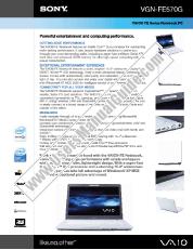 Vezi VGN-FE570G pdf Specificațiile de marketing
