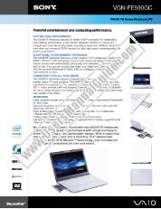 Ver VGN-FE590G pdf Especificaciones de comercialización
