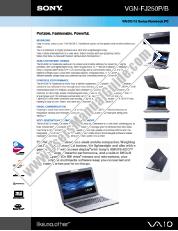 Ver VGN-FJ250P pdf Especificaciones de comercialización