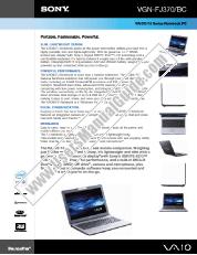 Ver VGN-FJ370 pdf Especificaciones de comercialización