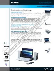Ver VGN-FS780/W pdf Especificaciones de comercialización