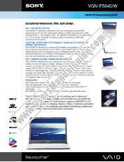 Vezi VGN-FS840W pdf Specificațiile de marketing