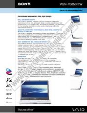 Ver VGN-FS850PW pdf Especificaciones de comercialización