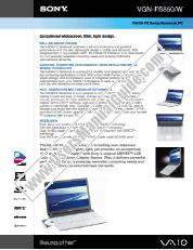 Vezi VGN-FS850W pdf Specificațiile de marketing