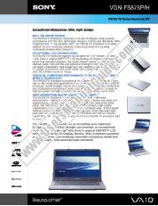 Ver VGN-FS875P pdf Especificaciones de comercialización