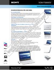 Ver VGN-FS8900V pdf Especificaciones de comercialización