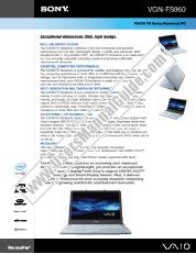 Ver VGN-FS950 pdf Especificaciones de comercialización