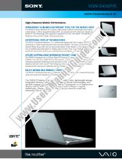 Vezi VGN-S430PS pdf Specificațiile de marketing