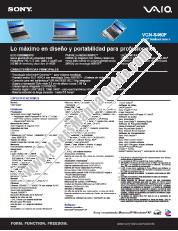 Voir VGN-S460F pdf Especificaciones