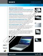 Ver VGN-S470PS pdf Especificaciones de comercialización