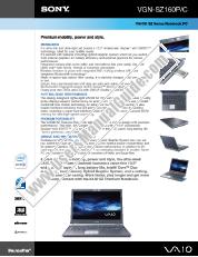 View VGN-SZ160P pdf Marketing Specifications