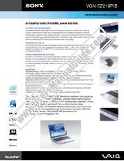 Ver VGN-SZ210P/B pdf Especificaciones de comercialización