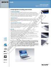 Ver VGN-SZ220 pdf Especificaciones de comercialización