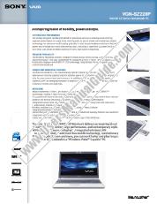 View VGN-SZ220P pdf Marketing Specifications