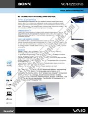Voir VGN-SZ230P pdf Spécifications de marketing