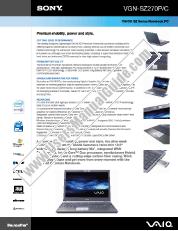 Ver VGN-SZ270P pdf Especificaciones de comercialización
