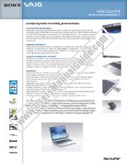 Ver VGN-SZ320P pdf Especificaciones de comercialización