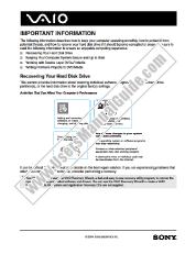 View VGN-T350 pdf VAIO Important Information