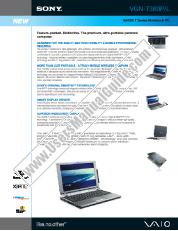 Ver VGN-T360P pdf Especificaciones de comercialización