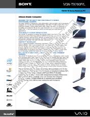 View VGN-TX790P pdf Marketing Specifications