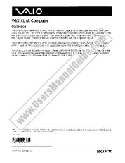 Ver VGX-XL1 pdf Aviso de corrección