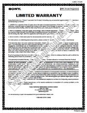 View VPL-VW12HT pdf Warranty Card
