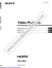 Ver VPL-HS3 pdf Instrucciones de operación