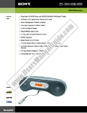 Ver ZS-SN10 pdf Especificaciones de comercialización