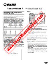 Vezi AW4416 pdf Limitări cu privire la I / O Carduri