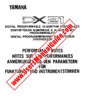 Ver DX21 pdf Notas de rendimiento