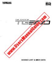Ver TG300 pdf Lista de sonidos y datos MIDI (imagen)