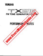 Voir TX216 pdf Performance Note (Image)