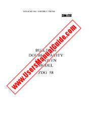 Ansicht ZDG58W pdf Bedienungsanleitung - Artikelnummer Code: 944201016