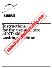 Ver ZT938 pdf Manual de instrucciones
