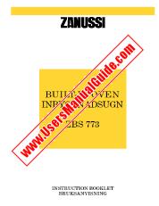 Voir ZBS773X pdf Mode d'emploi - Nombre Code produit: 949710843