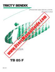 Voir TB85F pdf Mode d'emploi - Nombre Code produit: 922779668