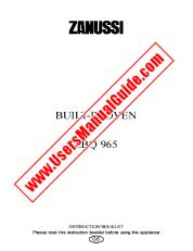 Voir ZBQ965W pdf Mode d'emploi - Nombre Code produit: 949711220