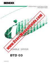 Voir BTD03 pdf Mode d'emploi - Nombre Code produit: 916092048